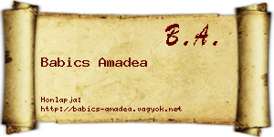 Babics Amadea névjegykártya